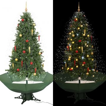  Kalėdų eglutė su sniego fun. ir skėč. form. pagr., žalia, 190cm