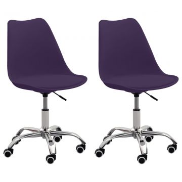  Biuro kėdės, 2vnt., violetinės spalvos, dirbtinė oda