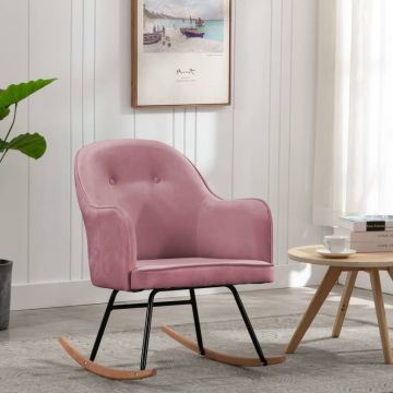 VidaXL Supama kėdė, rožinės spalvos, aksomas