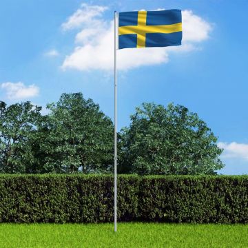  Švedijos vėliava su stiebu, aliuminis, 6m