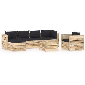  Sodo komplektas su pagalvėlėmis, 7 dalių, impregnuota mediena