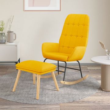  Supama kėdė su pakoja, garstyčių geltonos spalvos, audinys
