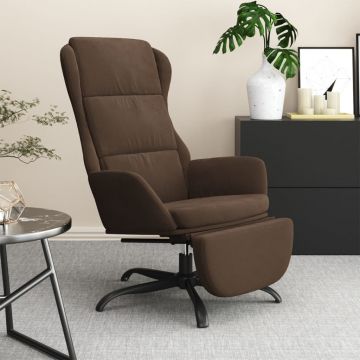  Poilsio kėdė su pakoja, rudos spalvos, mikropluošto audinys
