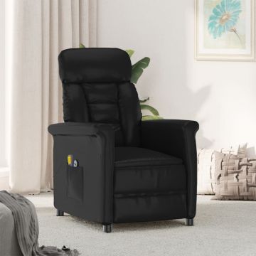  Elektrinis masažinis krėslas, juodos spalvos, dirbtinė oda