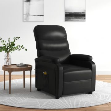  Atsistojantis masažinis krėslas, juodos spalvos, dirbtinė oda