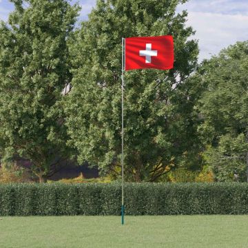  Šveicarijos vėliava su stiebu, aliuminis, 5,55m