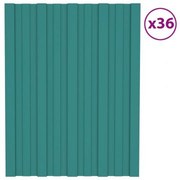  Stogo plokštės, 36vnt., žalios, 60x45cm, galvanizuotas plienas