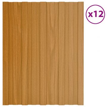  Stogo plokštės, 12vnt., šviesios medienos, 60x45cm, plienas