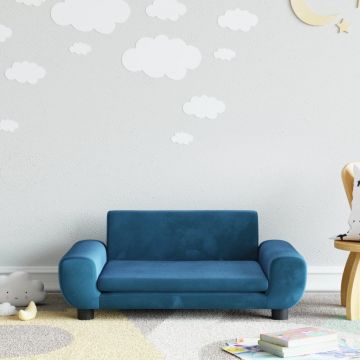  Vaikiška sofa, mėlynos spalvos, 70x45x33cm, aksomas