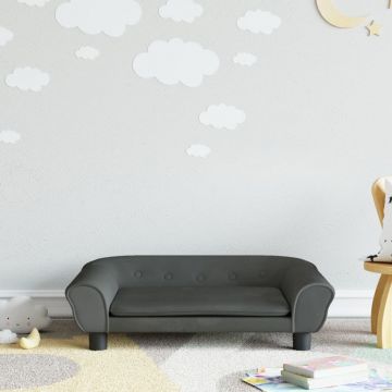  Vaikiška sofa, tamsiai pilkos spalvos, 70x45x26cm, aksomas