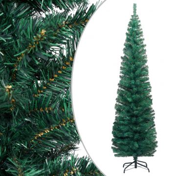  Plona dirbtinė Kalėdų eglutė su stovu, žalia, 210cm, PVC