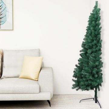  Dirbtinė pusinė Kalėdų eglutė su stovu, žalia, 150cm, PVC