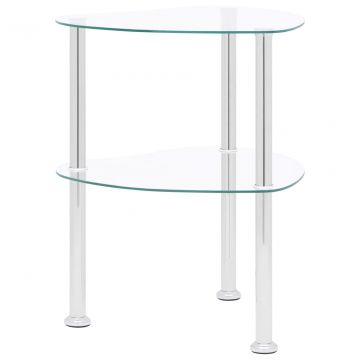  Šoninis staliukas, 2 aukštų, skaidrus, 38x38x50cm, stiklas