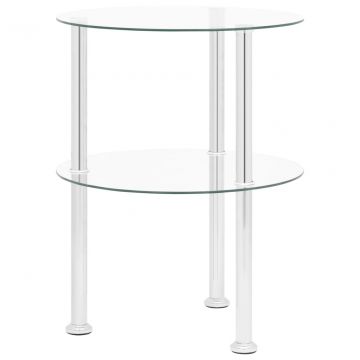 Šoninis staliukas, 2 aukštų, skaidrus, 38cm, grūdintas stiklas