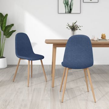  Valgomojo kėdės, 2vnt., mėlynos spalvos, audinys