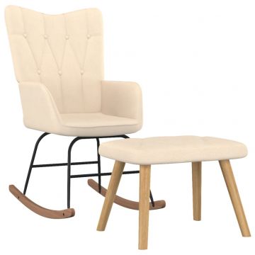  Supama kėdė su pakoja, kreminės spalvos, audinys