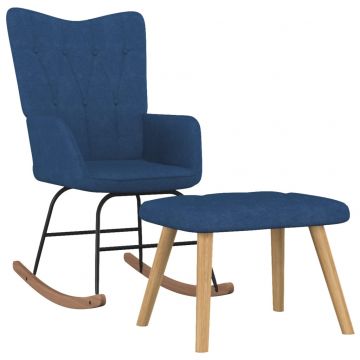  Supama kėdė su pakoja, mėlynos spalvos, audinys