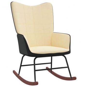  Supama kėdė, kreminės baltos spalvos, aksomas ir PVC