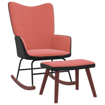  Supama kėdė su pakoja, rožinės spalvos, aksomas ir PVC