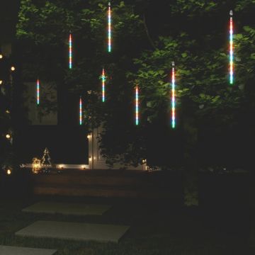  Girlianda meteorų lietus, 8vnt., 30cm, 192 spalvotos LED