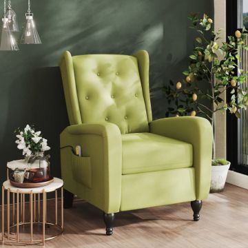  Atlošiamas masažinis krėslas, šviesiai žalios spalvos, aksomas