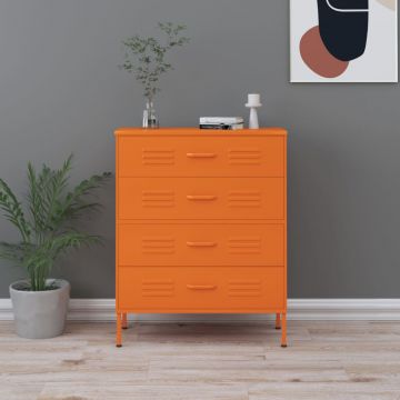  Komoda su stalčiais, oranžinės spalvos, 80x35x101,5cm, plienas