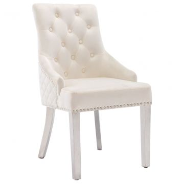  Valgomojo kėdė, kreminės spalvos, aksomas