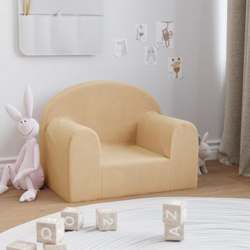  Vaikiška sofa, kreminės spalvos, minkštas pliušas