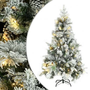  Kalėdų eglutė su LED/kankorėžiais/sniegu, 120cm, PVC ir PE