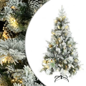  Kalėdų eglutė su LED/kankorėžiais/sniegu, 195cm, PVC ir PE