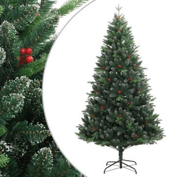  Dirbtinė Kalėdų eglutė su šarnyrinėmis šakomis/uogomis, 150cm