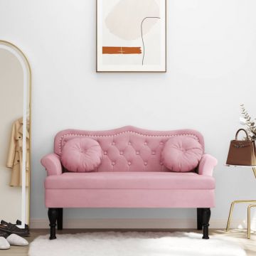  Suoliukas su pagalvėlėmis, rožinis, 120,5x65x75cm, aksomas