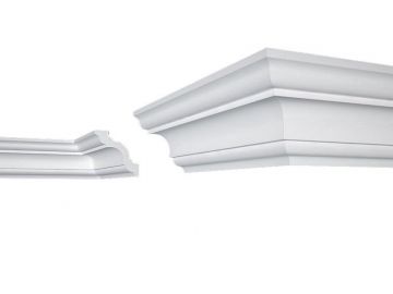 Lubų apdailos juostelės LUX E-16, baltos, 200x9,6x9,6 cm