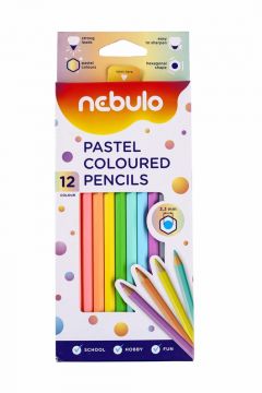 Spalvoti pasteliniai pieštukai NEBULO, 12 spalvų
