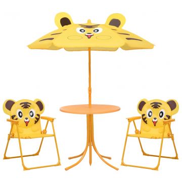  Vaikiškas bistro baldų komplektas su skėčiu, 3 dalių, geltonas