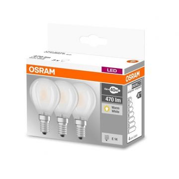LED lempa Osram P40, 4W, E14, 2700K, 470lm, 3 vnt.