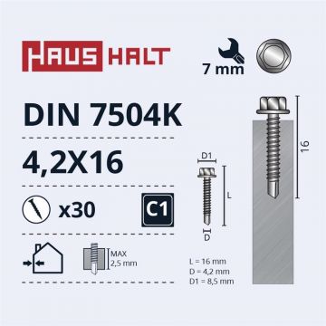 Savisriegiai Haushalt, DIN 7504K, 4,2 x 16 mm, 30 vnt.