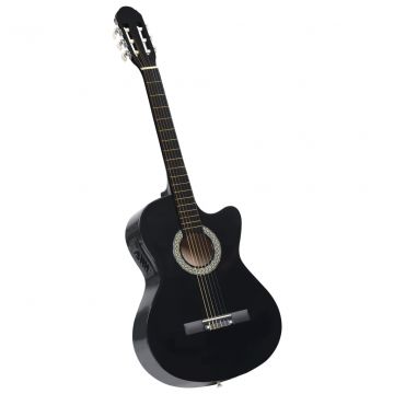  Klasikinė gitara su ekvalaizeriu, juodos spalvos, 6 stygos