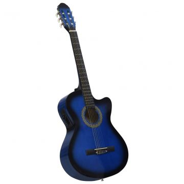  Klasikinė gitara su ekvalaizeriu, mėlynos spalvos, 6 stygos   