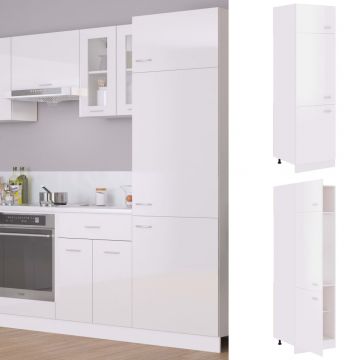  Šaldytuvo spintelė, baltos spalvos, 60x57x207cm, MDP, blizgi