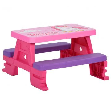  Vaikiškas iškylų stalas su suoliukais, rožinis, 79x69x42cm