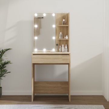  Kosmetinis staliukas su LED apšvietimu, ąžuolo, 60x40x140cm