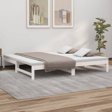  Ištraukiama lova, balta, 2x(80x200)cm, pušies medienos masyvas