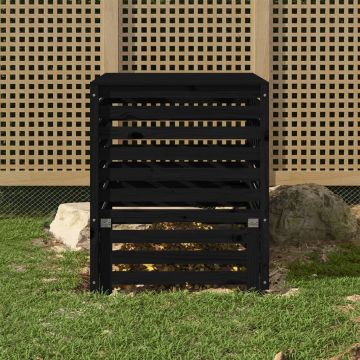 Komposto dėžė, juoda, 82,5x82,5x99,5cm, pušies medienos masyvas