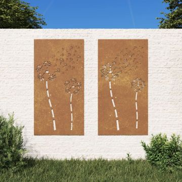  Sodo sienos dekoracija, 2 dalių, 105x55cm, corten plienas