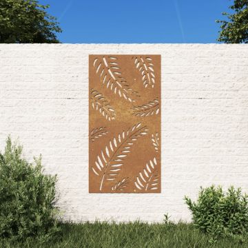  Sodo sienos dekoracija, 105x55cm, corten plienas, lapų dizaino