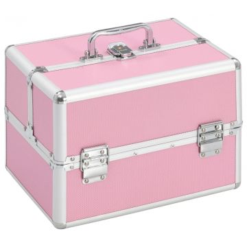  Kosmetinis lagaminas, rožinės spalvos, 22x30x21 cm, aliuminis 