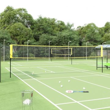  Badmintono tinklas, geltonas ir juodas, 600x155cm, PE audinys