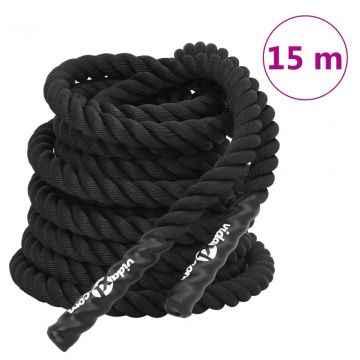  Jėgos virvė, juodos spalvos, 15m, 11kg, poliesteris
